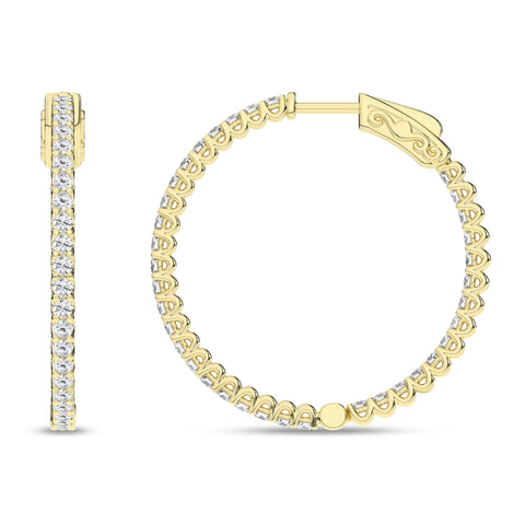 14K Inside-Out Hoop Diamond Earrings 1ctw