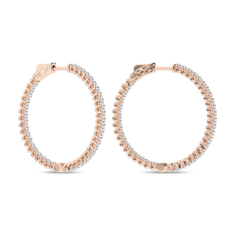 14K Inside-Out Hoop Diamond Earrings 3ctw
