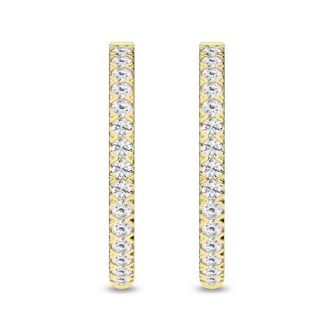 14K Hoop Diamond Earrings 1ctw