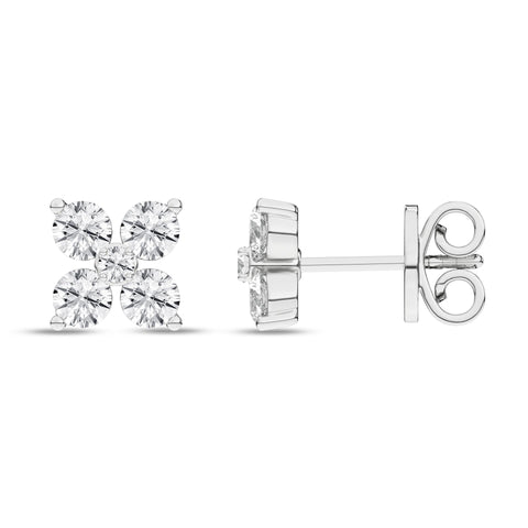 Flower Petals Diamond Stud Earrings 1 Ctw