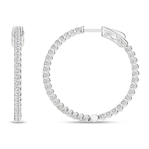 14K Inside-Out Hoop Diamond Earrings 1ctw