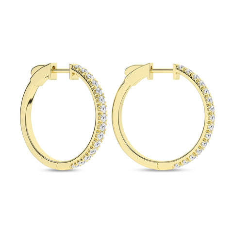 14K Hoop Diamond Earrings 1ctw