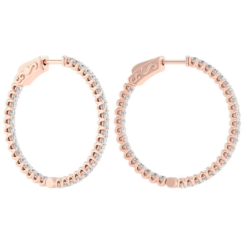 14K Inside-Out Hoop Diamond Earrings 1ctw
