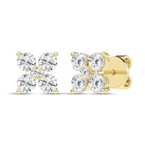 Flower Petals Diamond Stud Earrings 1 Ctw