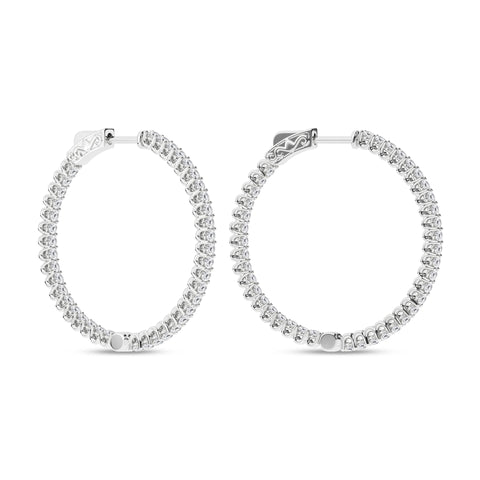 14K Inside-Out Hoop Diamond Earrings 3ctw