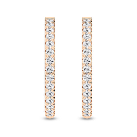 14K Hoop Diamond Earrings 1ctw