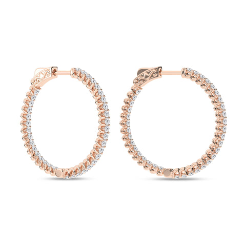14K Inside-Out Hoop Diamond Earrings 2ctw