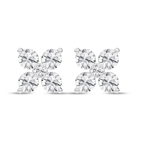 Flower Petals Diamond Stud Earrings 1 Ctw