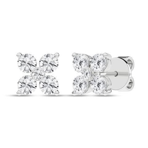 Flower Petals Diamond Stud Earrings 1 Ctw