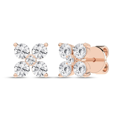Flower Petals Diamond Stud Earrings 1 Ctw