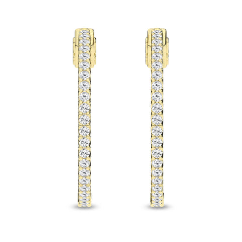 14K Inside-Out Hoop Diamond Earrings 1ctw