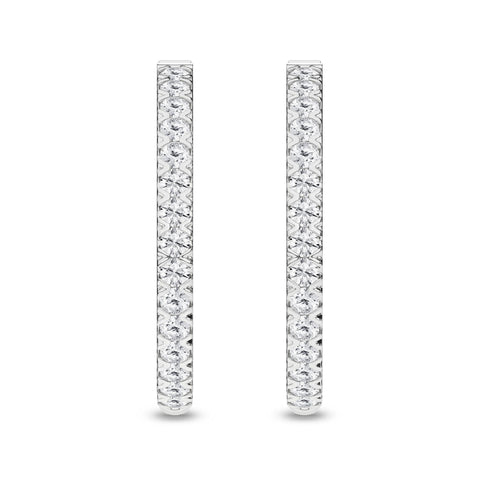 14K Hoop Diamond Earrings 1ctw