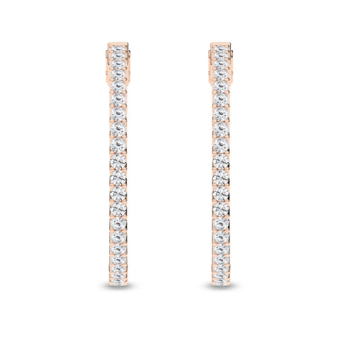14K Inside-Out Hoop Diamond Earrings 2ctw