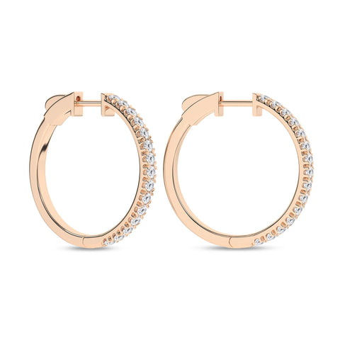 14K Hoop Diamond Earrings 1ctw