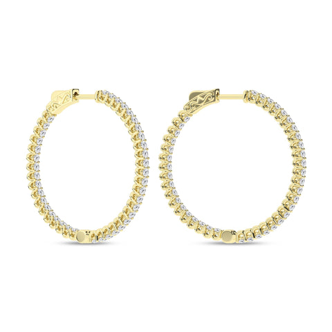 14K Inside-Out Hoop Diamond Earrings 3ctw