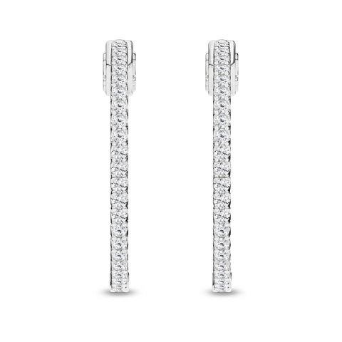 14K Inside-Out Hoop Diamond Earrings 1ctw