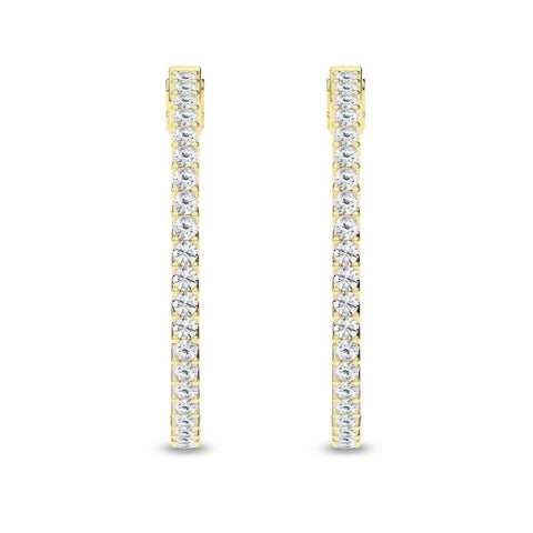 14K Inside-Out Hoop Diamond Earrings 2ctw