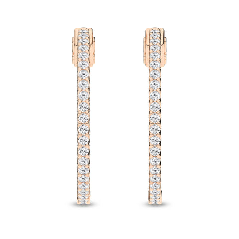 14K Inside-Out Hoop Diamond Earrings 1ctw