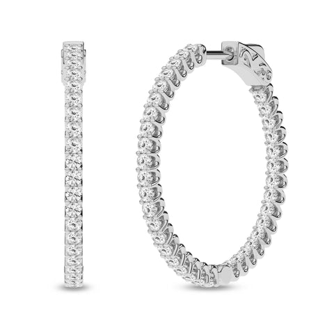 14K Inside-Out Hoop Diamond Earrings 2ctw