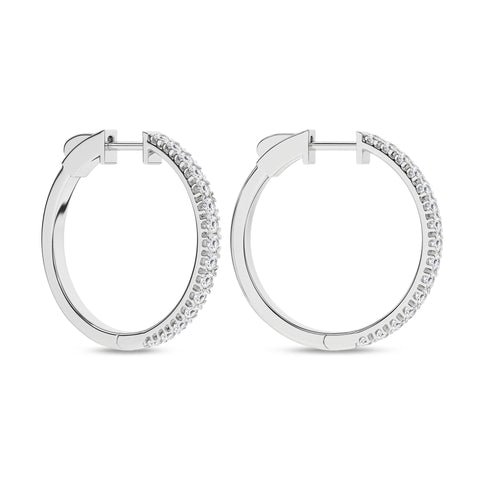 14K Hoop Diamond Earrings 1ctw