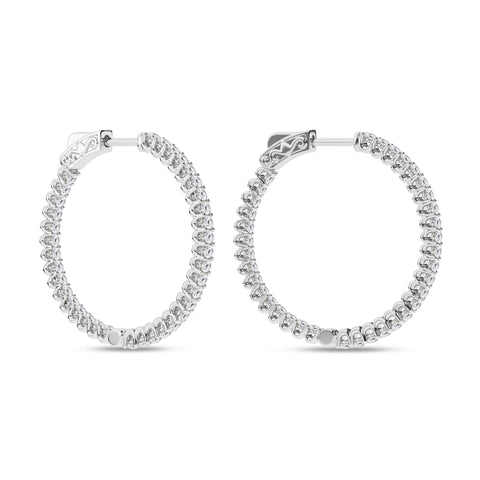 14K Inside-Out Hoop Diamond Earrings 2ctw