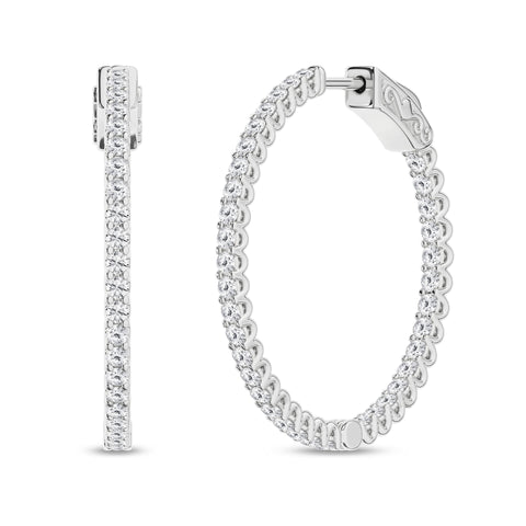 14K Inside-Out Hoop Diamond Earrings 1ctw