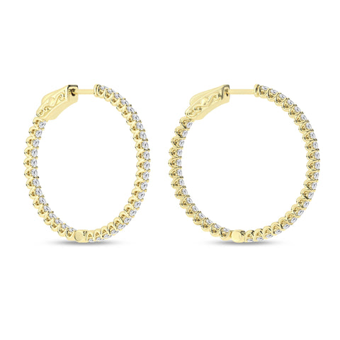 14K Inside-Out Hoop Diamond Earrings 1ctw